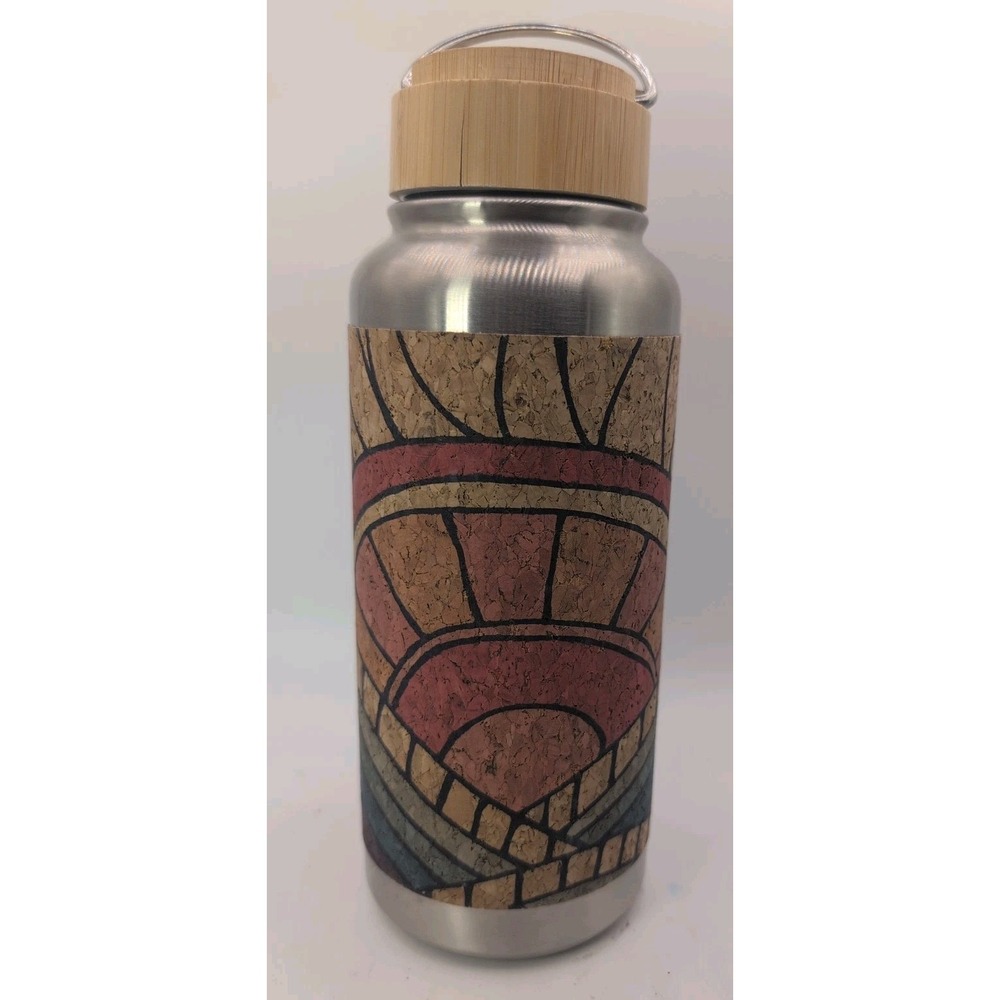 Yolaha Yoga Water Bottle 32 Oz Stainless Steel Cork Sunset